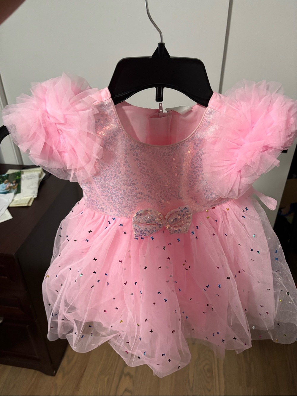Pink Tulle Princess Dress for Kids - Sparkle Bow Party Costume/ Never Worn